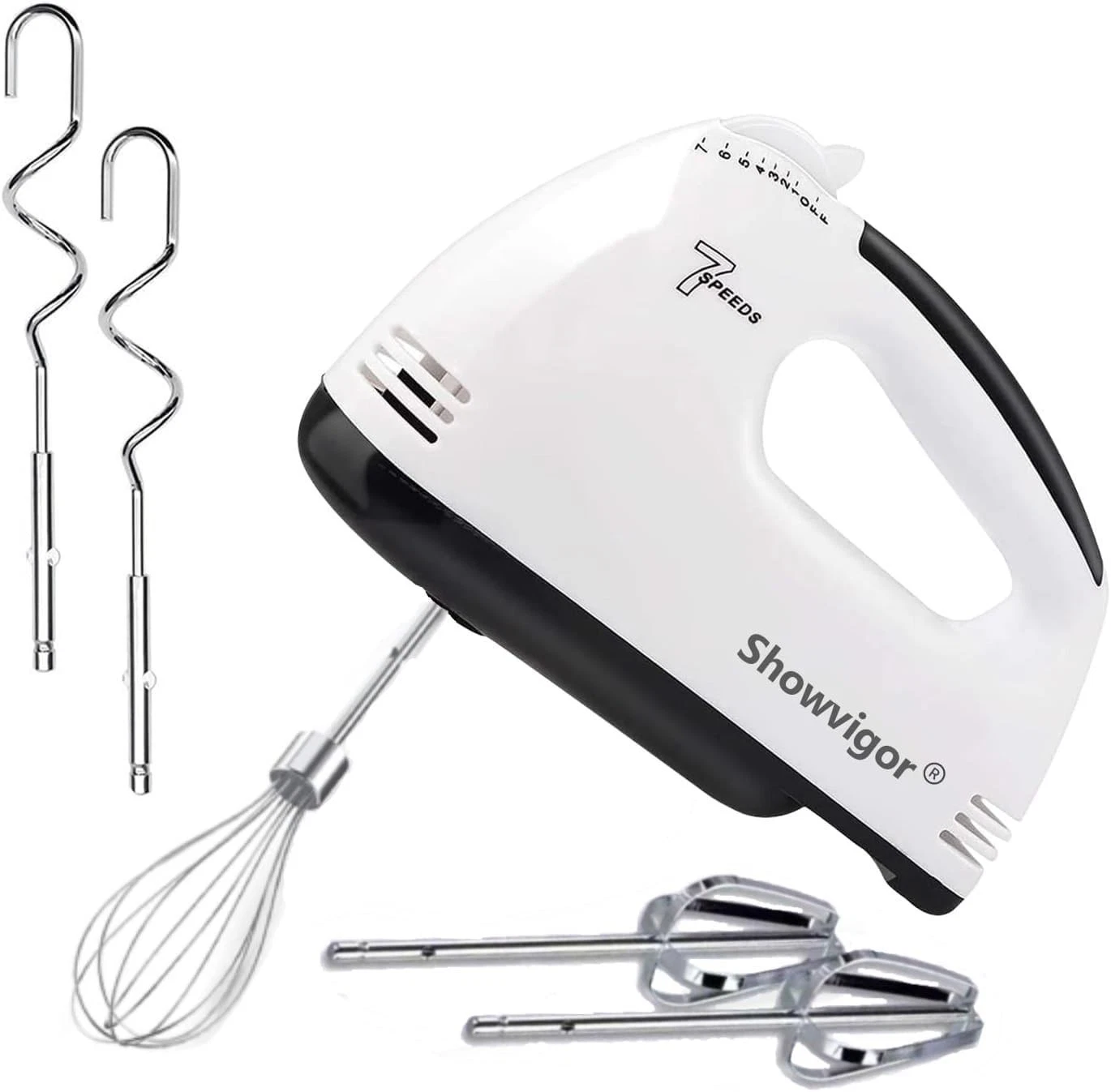Hand Mixer Electric Whisk Food Mixer for Baking 7 Speeds – 180 watts for Cake
Opens in a new window