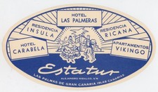 Estatus Hotel Las Palmas Canary Islands Vintage Luggage Label