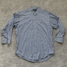 Ralph Lauren Mens Classic Fit Button Down Shirt Blue Stripe 16.5 32/33