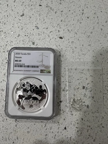 2020 Tuvalu Marvel Venom Silver Dollar Coin 1 oz .999 NGC MS 69 with 1 G Toss In