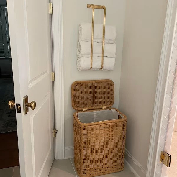 Toallero de pared clásico vintage de latón - organizador de baño multibar 32" Foto 4 de 4