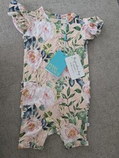 Posh Peanut Harper Romper Size 6/9 Months New Floral, Ruffle Butt Detail