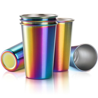6 Pack Stainless Steel Pint Cups, 16 oz Metal Cups Unbreakable Drinking Glass...
