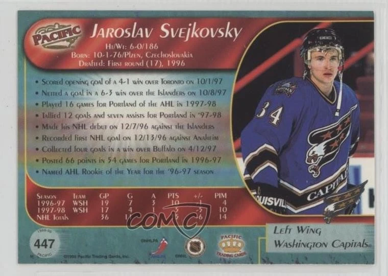 1998-99 Pacific Jaroslav Svejkovsky #447 - Image 2 of 2