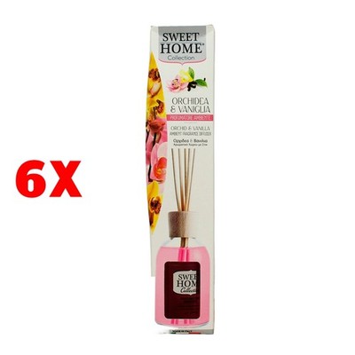 6 X Sweet Home Profumatore Ambiente Bastoncini Orchidea E Vaniglia 100ml Suarez