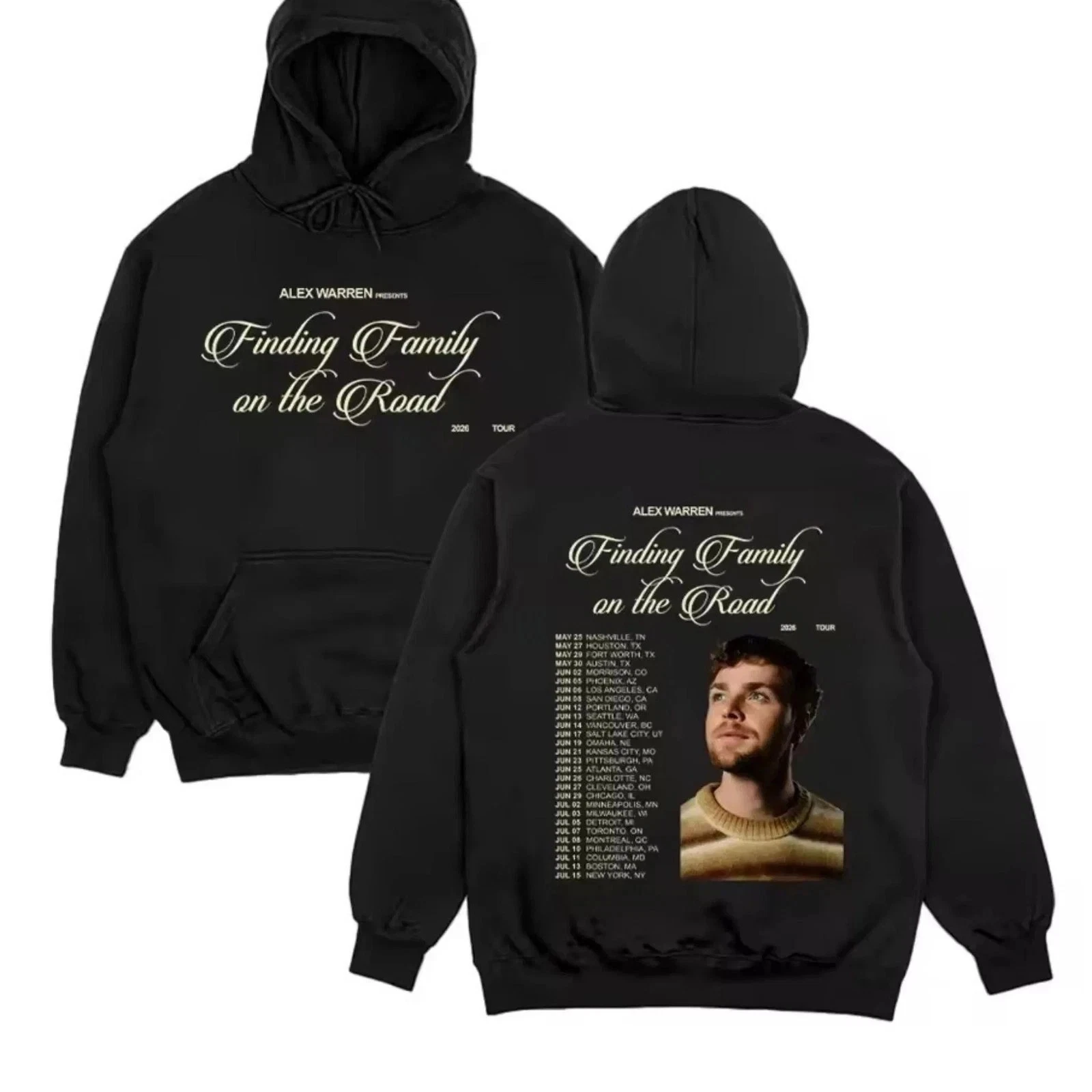 Alex Warren Finding Family on The Road 2026 Tour Hoodie