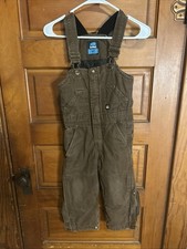 Berne Insulated Overalls Size 4T Dark Brown Cotton Canvas Zip Front