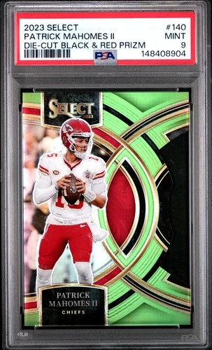 2023 PANINI SELECT DIE-CUT BLACK & RED PRIZM #140 PATRICK MAHOMES II PSA 9
