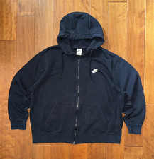 Nike Sportswear Club Fleece Full Zip Hoodie Mens Size 2XL Black Sweatshirt Logo