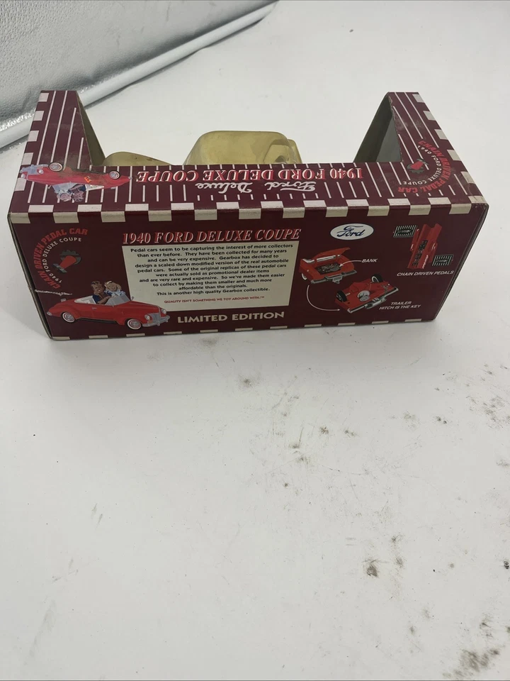 Gearbox 1940 Ford Deluxe Coupe Convertible Pedal Car Bank Diecast NIB Beige - Image 4 of 4