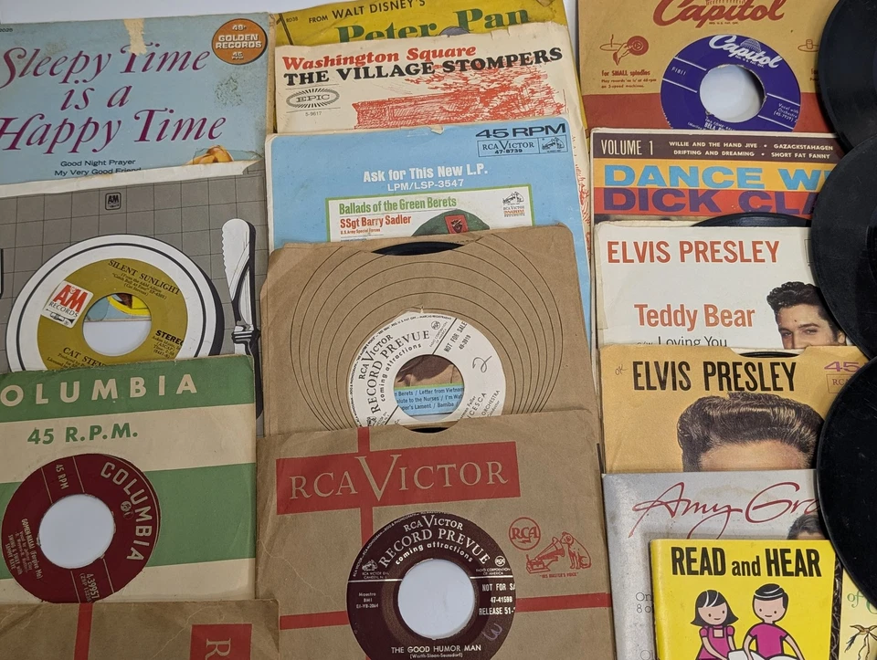 x50+ MIXED LOT 45 RPM Records Mixed Children's Pop Rock Musical Elvis Country - Image 4 of 4