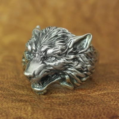 Details 925 Sterling Silver Wolf Ring Biker Punk Jewelry Ring TA163A US 7~15 DZ
