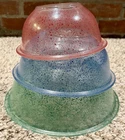 Vtg Pyrex Confetti Speckle Splatter Glass Mixing Bowls #322 #323 #325
