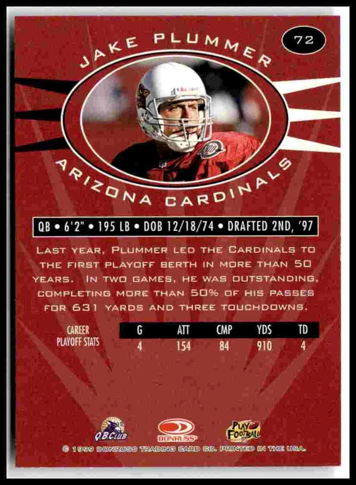 1999 Donruss Preferred QBC #72 Jake Plummer - Image 2 of 2