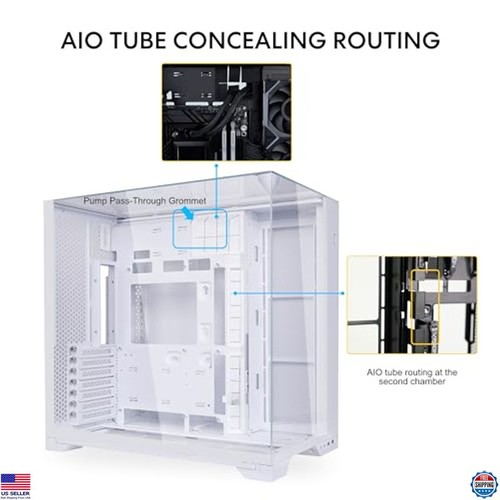 Compact White Steel Tempered Glass ATX Mid Tower PC Case with Back Connect - Picture 6 of 6