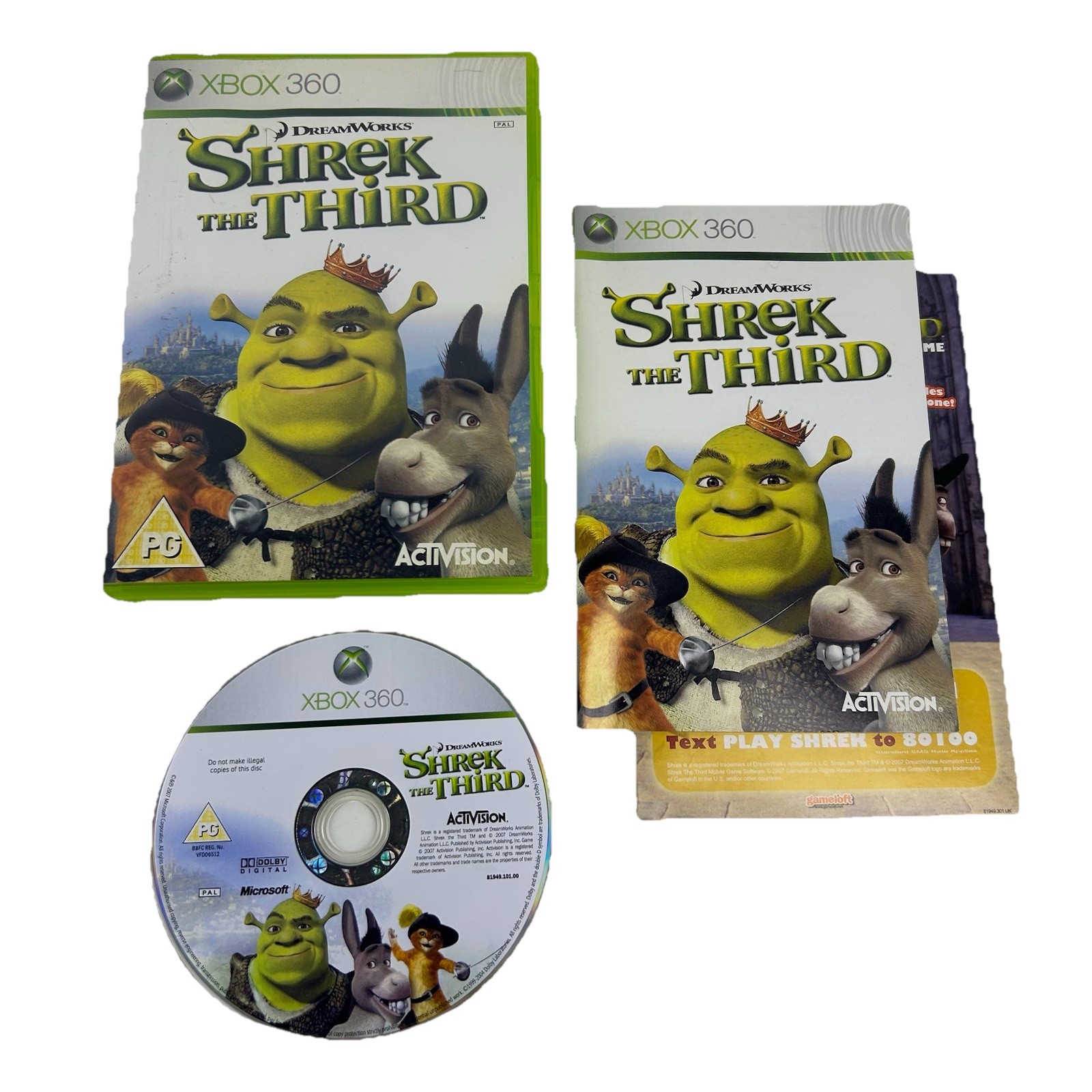 Shrek The Third Xbox 360 Microsoft Dreamworks Video Game Complete with Manual