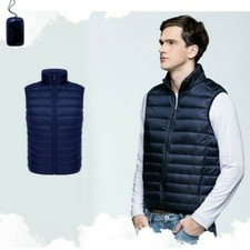 Men Winter Light Weight Down Waistcoat Puffer Gilet Vest Coat Warmer Padded Slim