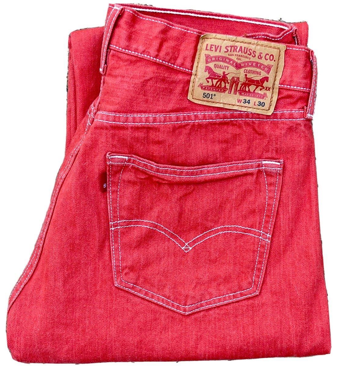 LEVIS 501 BUTTON FLY ORANGE CITRUS JEANS, 32 x 27, 32x27, VINTAGE