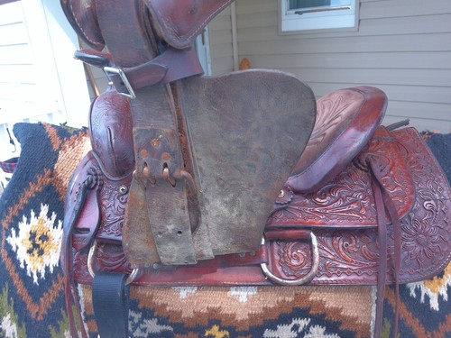 15'' STAMPEDE #1226 QH BARS FLORAL TOOLED ROPER RANCH WESTERN SADDLE 25 LBS - Bild 8 von 12