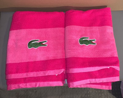 Lacoste Towel Lot (2 Bath Towels) Match Pink Magenta 30" x ...