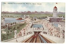 Postcard Panoramic View Lakeside Park White City Denver Colorado CO 1909