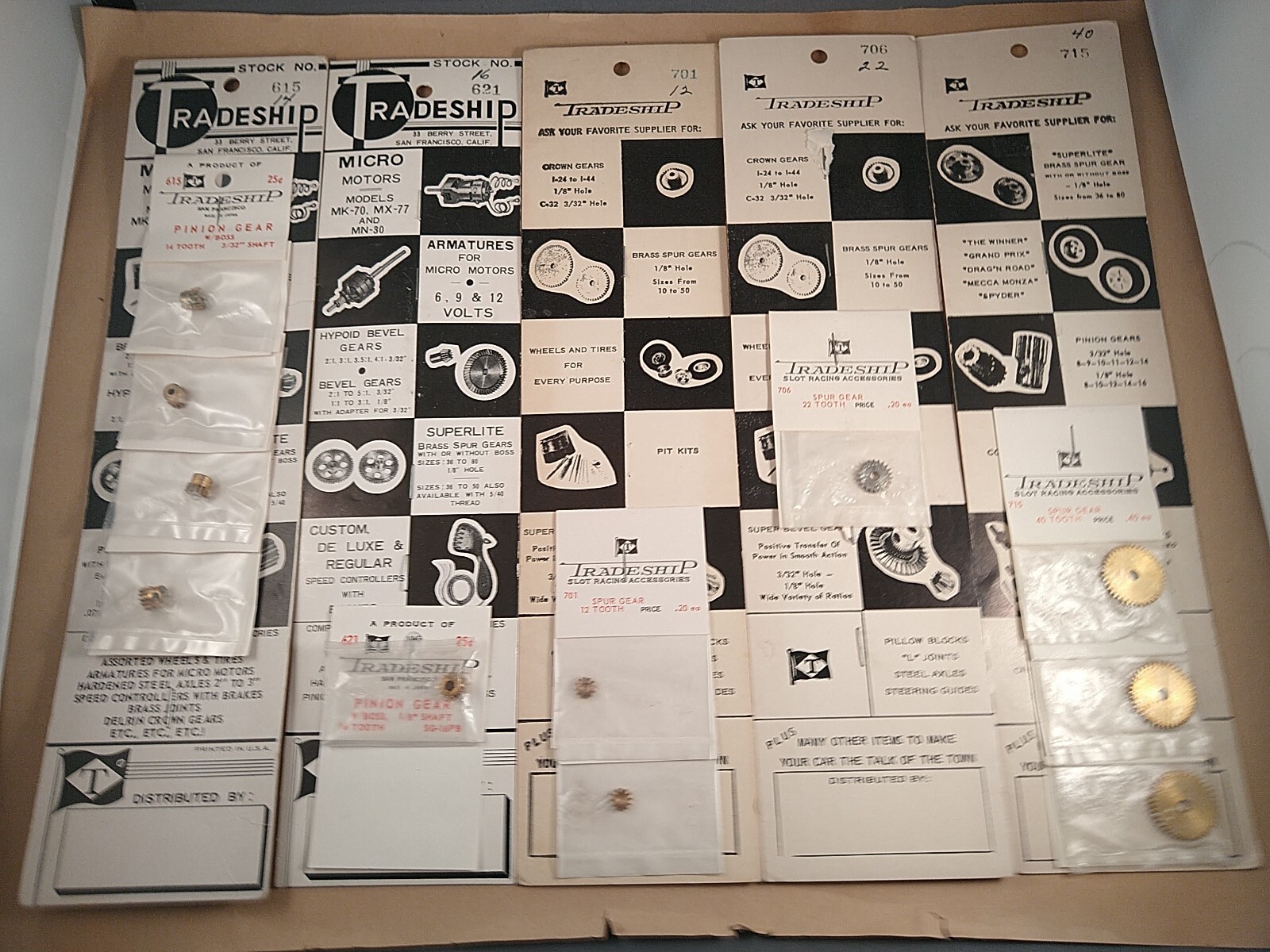 Tradeship Pinion and Spur Gears Vintage New Old Stock Slot Car Parts Lot