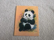 Vintage 1970's K. Chin Litho Panda Print 9x12