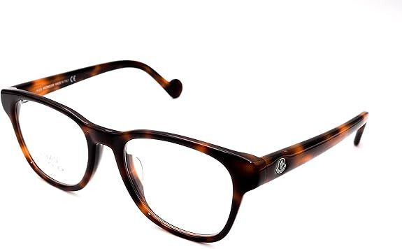 Authentic MONCLER ML5065-F 052 Dark Havana Square Demo Lens Eyeglasses - 53 mm