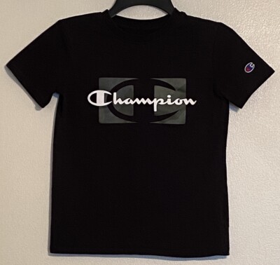 Champion Boys Graphic T-Shirt Size M Short Sleeve Black EUC