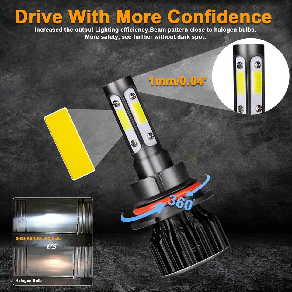 Para Toyota Tercel 1995-1996 - 2 Piezas Bombillas LED 9004 HB1 haz alto bajo K9B Foto 4 de 4