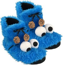 Sesamstraße Hausschuhe - Krümelmonster 3D Plüsch Booties Stiefel Cookie Monster 