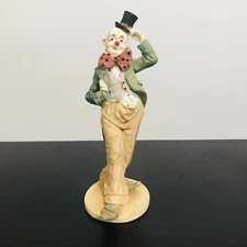 Vintage Clown Figurine Resin 8" Top Hat Big Bow Tie Pointy Shoes Red Nose