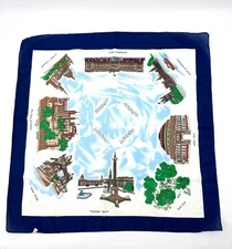 Vintage Scarf London England Landmark Made In Italy Tower Trafalger Buckingham 