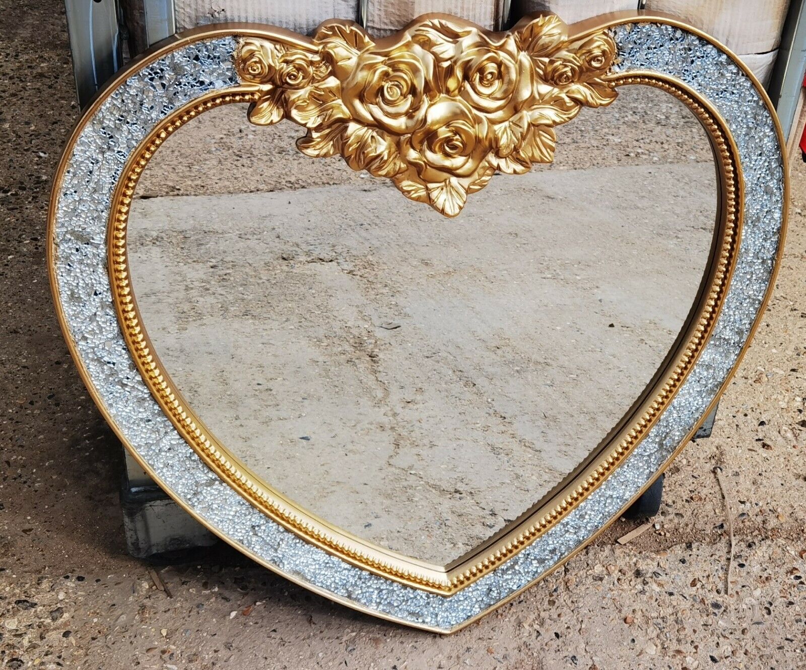 Buy 16 Inch Vintage Wall Mirror, Antique Gold Resin Frame, Heart