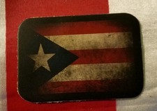 100% LEATHER PUERTO RICAN DISTRESSED FLAG PATCH BIKER MOTORCYCLE VEST sew on 