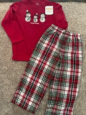 Gymboree Snowman Plaid Pajamas Gymmies Christmas Holiday Boy Girl XS 3-4 NWT