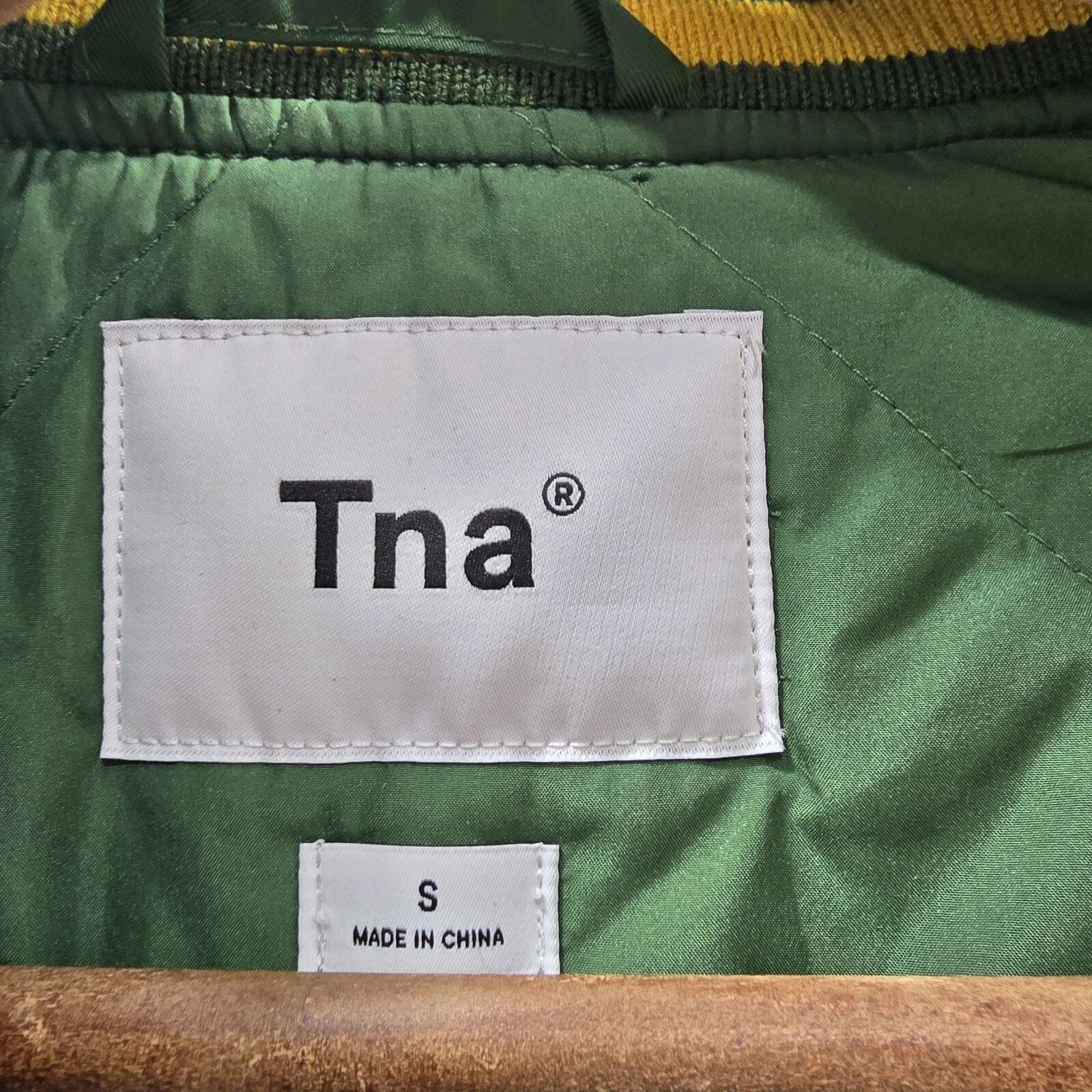 aritzia stadium yellow varsity bomber letterman jacket