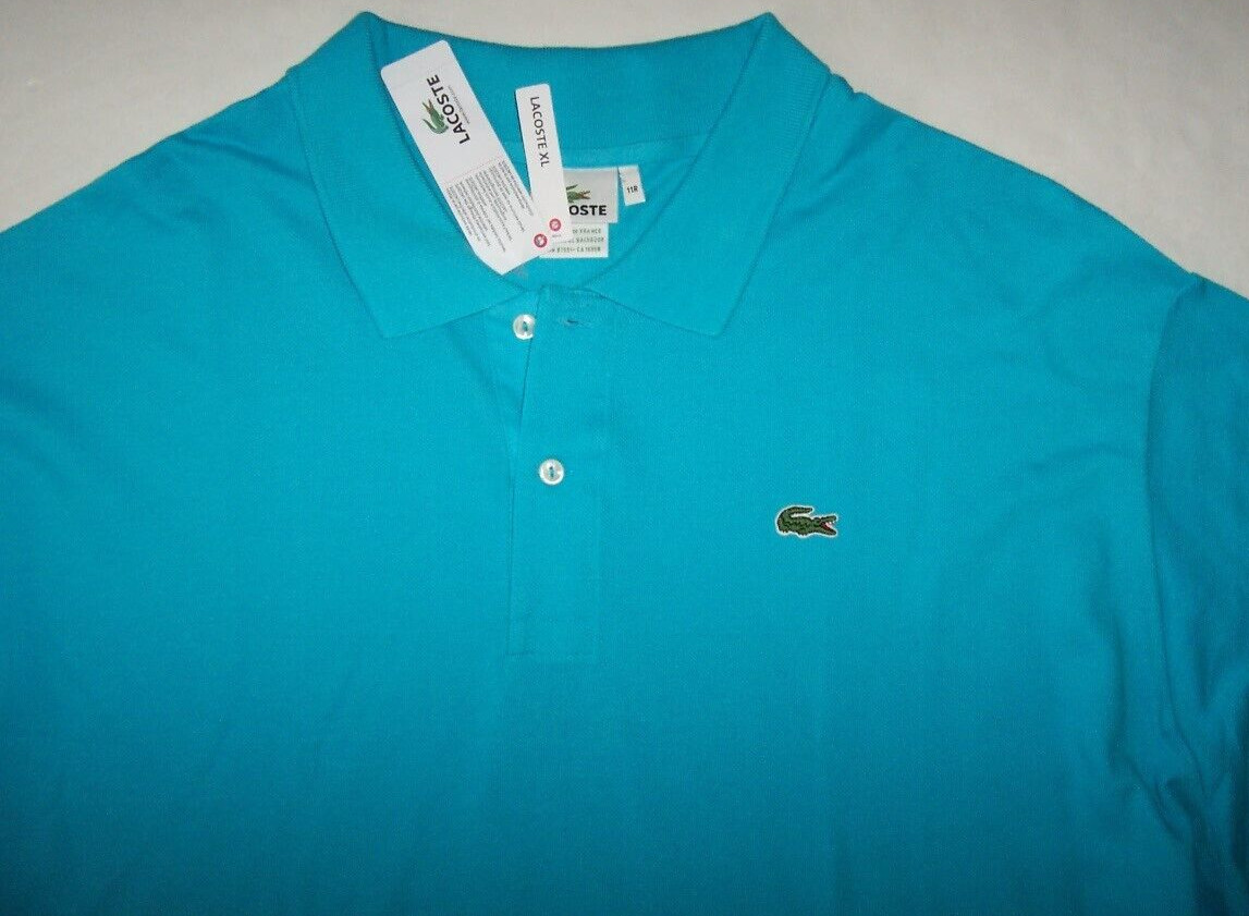 NWT Lacoste HAWAIIAN TURQUOISE BLUE Cotton Mesh Polo Shirt Men's 4XL CROC LOGO thumbnail 4