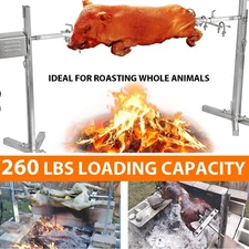 260LB 50" Electric BBQ Rotisserie Grill Kit Stainless Steel Grill Pig Lamb Heavy