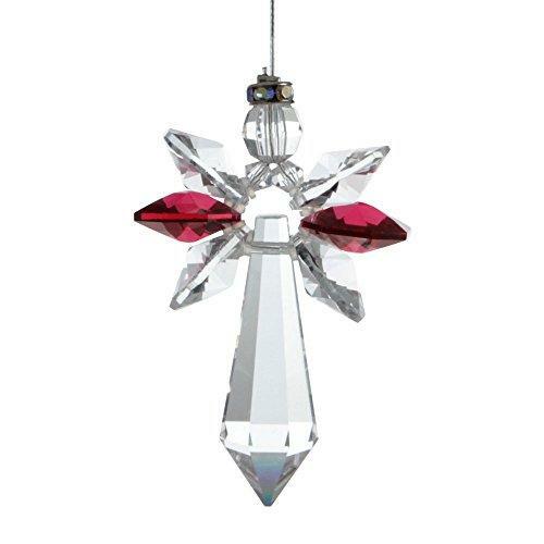 July Birthstone Ruby Crystal Large Guardian Angel Hanging Charm Sun-catcher Mobi
