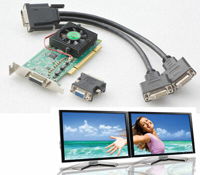 PCI LOW PROFILE GRAFIKKARTE MATROX P650 DUAL HEAD P65-MDDAP64F 2x MONITORE G24