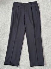 REDA Super 100 S klassische blaue Stoffhose -Bundfalte/Umschlag -100% Schurw TOP