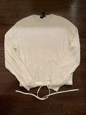 A.P.C cotton cream pullover sweater with waist tie medium