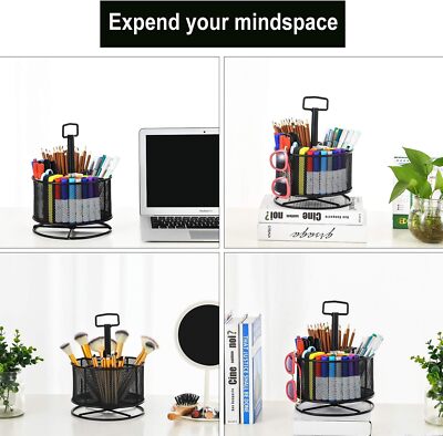 Mr. Pen- 3pcs Mesh Pen Holders, Black Desktop Office Metal Pencil Cup