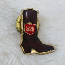 Lone Star Beer Cowboy Boot Brewery Advertising Enamel Lapel Pin