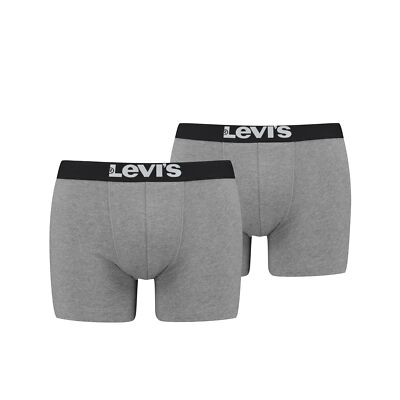 2 Pack Levis Men Solid Basic Boxers Size S - XXL Middle Grey Melange NEW
