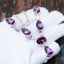 Amethyst Gemstone Handmade Gift Jewelry Necklace 18" M823