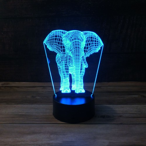 3D Animal Elephant Desk Light - 7 Color LED Lamp Base w USB & Touch control - Bild 4 von 16