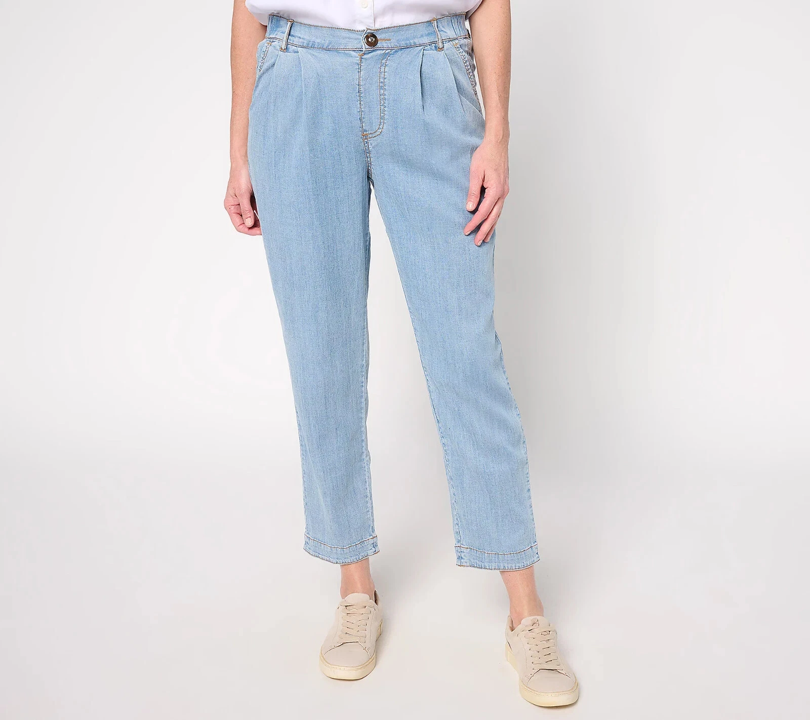 Anybody Regular Drapey Denim Pull-On Tapered Ankle Pants A679790 QVC NWT