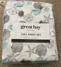 Great Bay Home Beach Shells NEW DOUBLE FULL SHEET SET